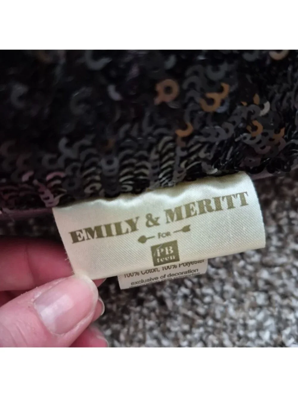 Emily & Meritt Pottery Barn Teen Black Sequin Cat Pillow 16